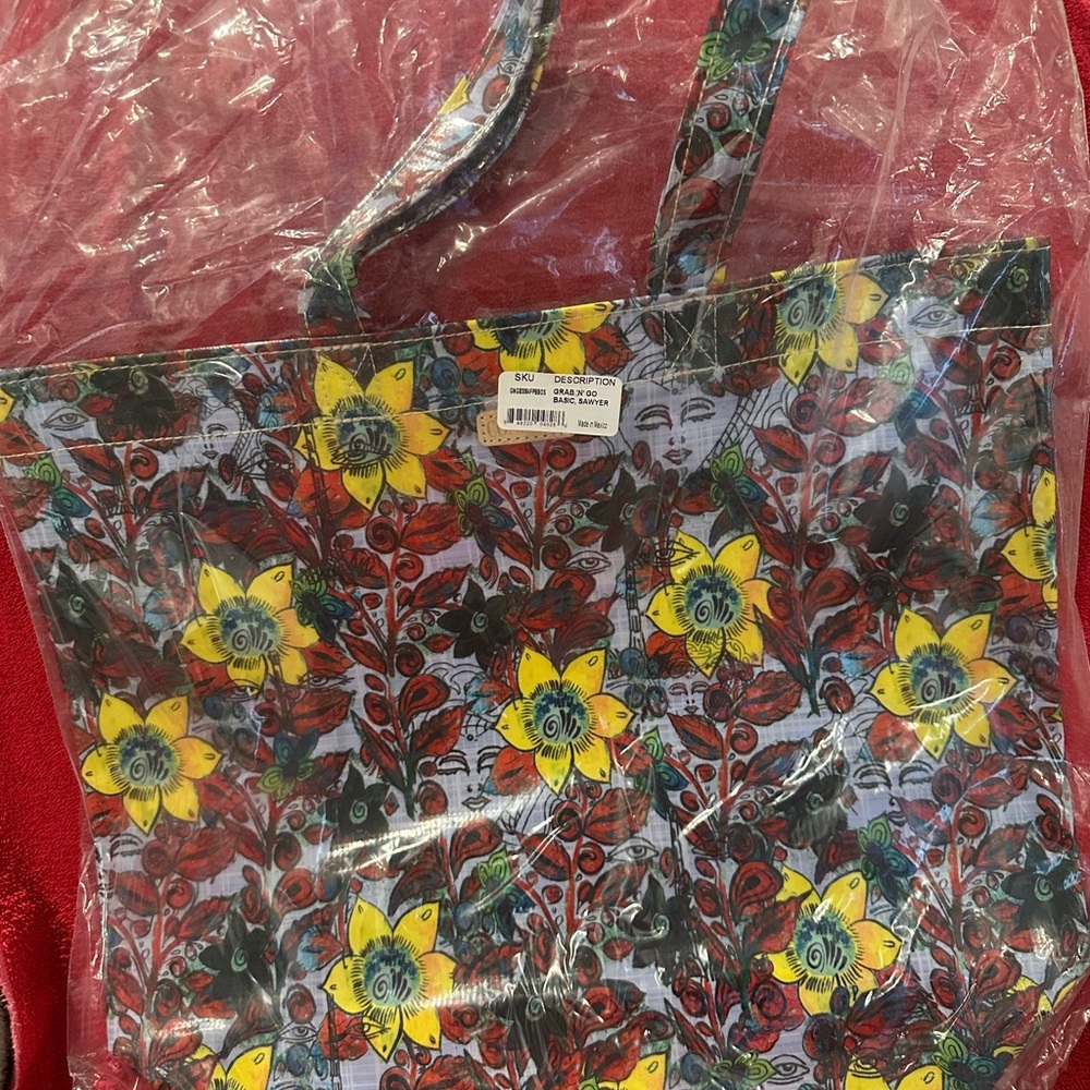 Consuela Colorful Floral (Sawyer) Tote with Yellow and Red Accents
